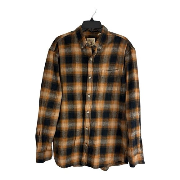 Red Head Mens Shirt Size Large Button Down Flannel Orange Black Long sleeve - Picture 9 of 10